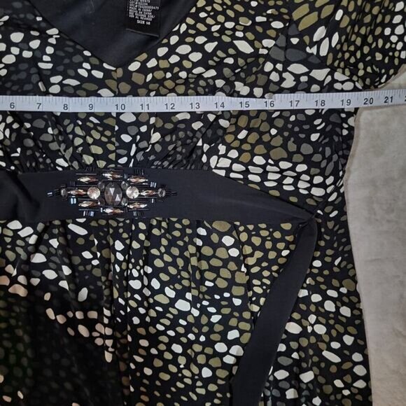 S.L. Fashions Pebble Pattern‎ Dress with Rhinestone Waist Belt - Size 14 - Picture 6 of 8